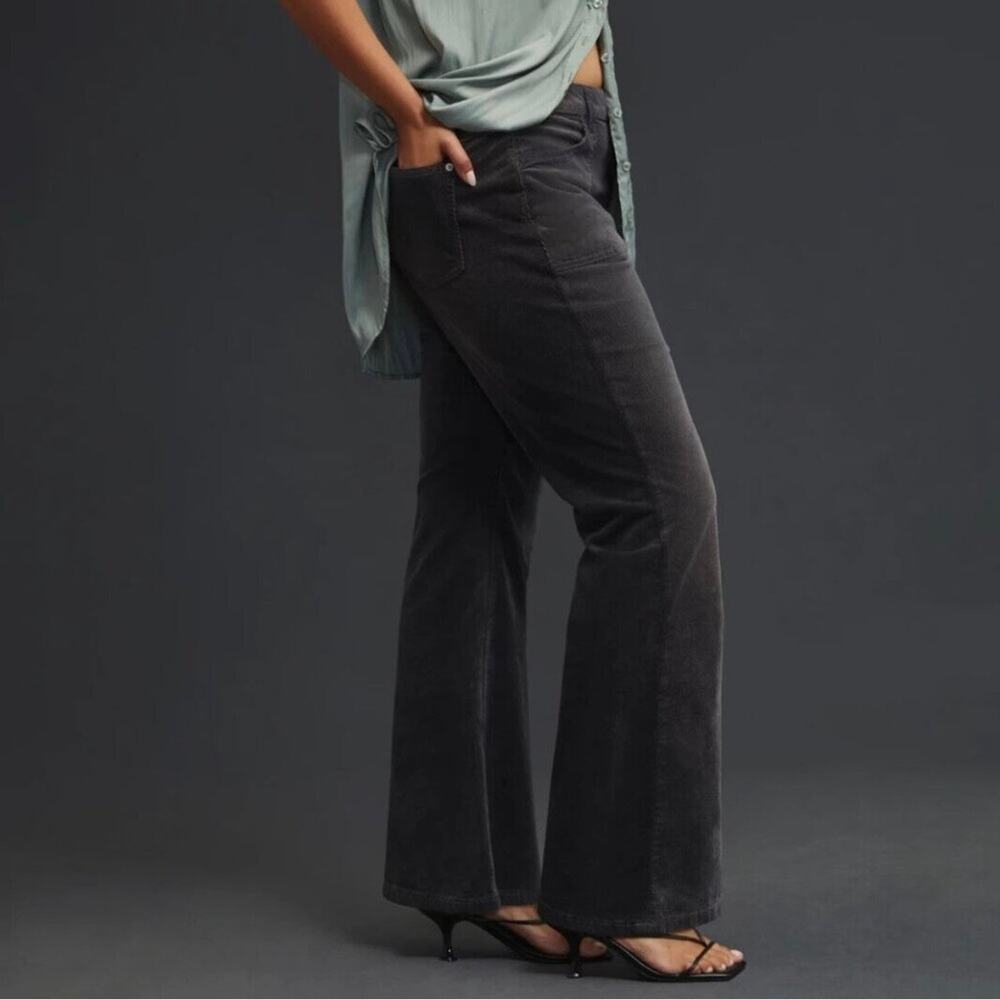Anthropologie Pilcro Icon Flare Corduroy Pants Jeans Sundrenched Black Size 34 - Picture 2 of 9